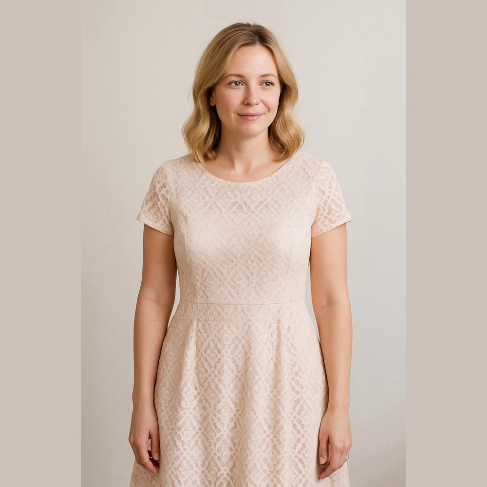 En Focus Petite Dress Size 14P Pink Lace Women's